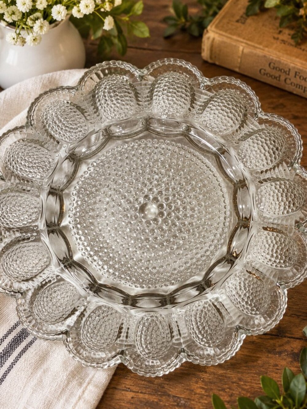 Indiana Glass Hobnail 15 Egg Deviled Egg Tray